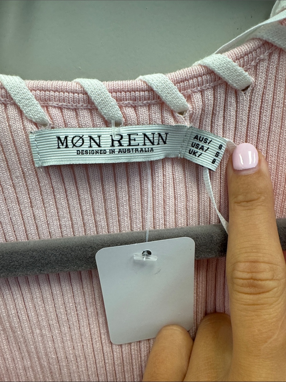 Mon Renn Pink Ribbed Tank Dress with Braided Trim - Picture 4 of 5